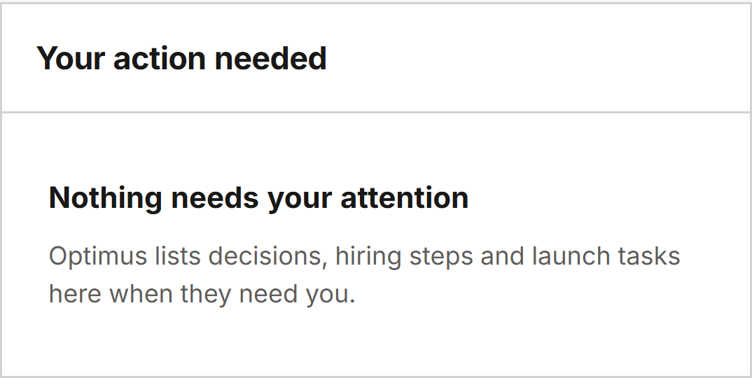 Your action needed: nothing needs your attention.