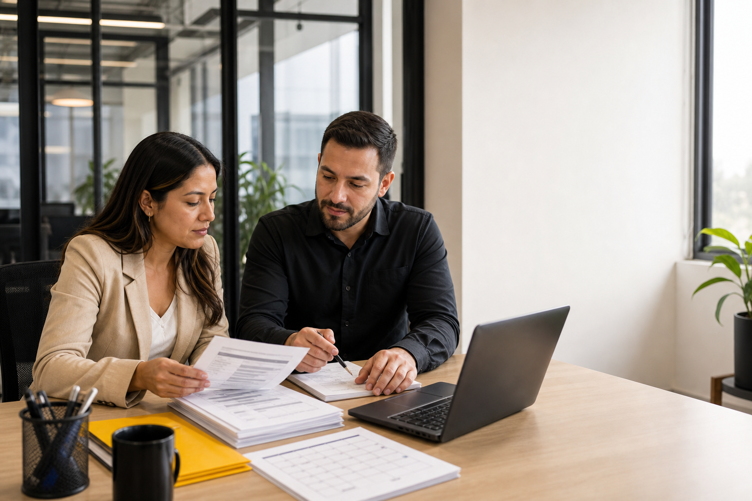 Illustrative employment-administration review between an operations manager and a people-operations professional